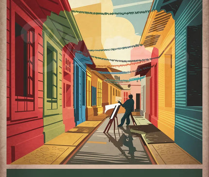 Affiche quartier coloré vintage Buenos Aires