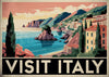 Affiche touristique Italie côte méditerranéenne Art Déco