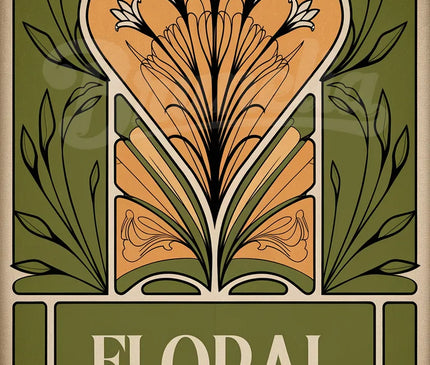 Affiche vintage motif floral rétro