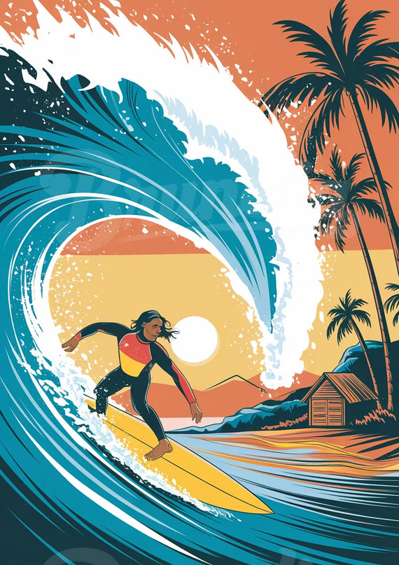 Affiche vintage spot de surf