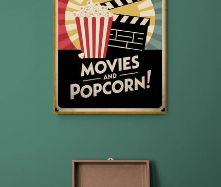 Affiche cinéma et pop-corn rétro