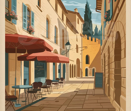 Affiche ruelles anciennes Avignon rétro