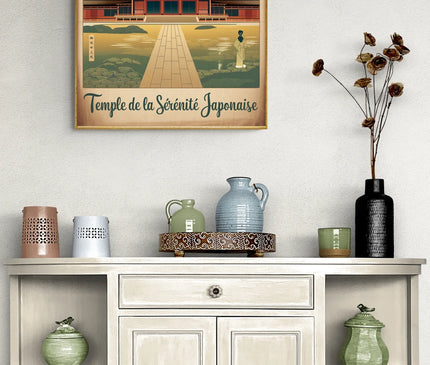 Affiche vintage temple japonais