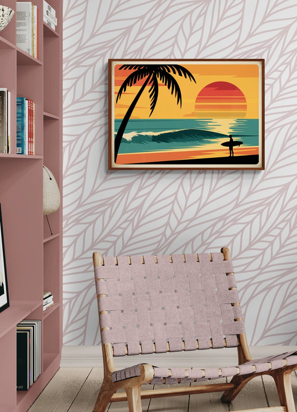 Affiche vintage sunset surf