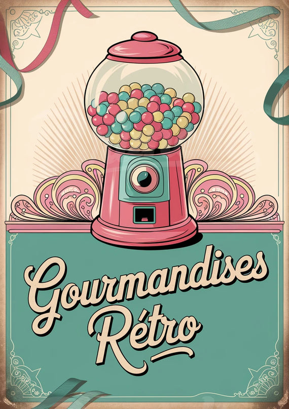 Affiche stand confiserie rétro