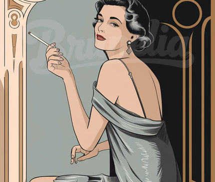 Affiche vintage femme et cigarette élégante