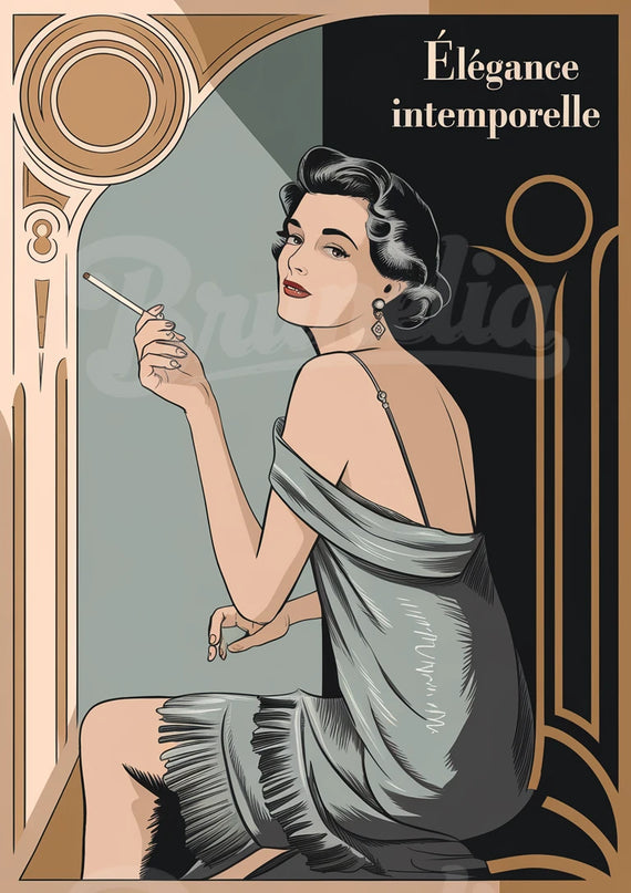 Affiche vintage femme et cigarette élégante