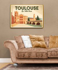 Affiche Ville Rose style Art Déco Toulouse