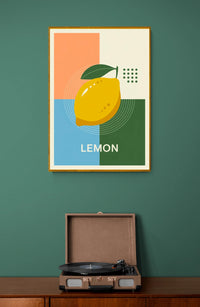 Affiche minimaliste au citron jaune géométrique rétro