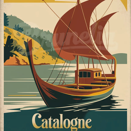 Affiche barque catalane rétro