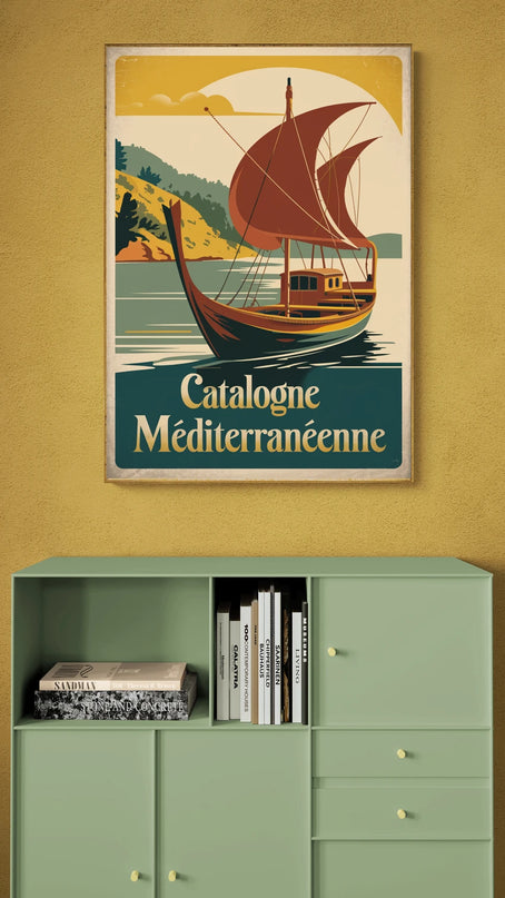 Affiche barque catalane rétro