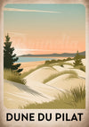 Affiche Dune du Pilat paysage côtier rétro