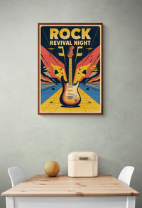 Affiche Revival Night guitare électrique rétro Rock