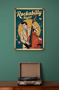 Affiche Rockabilly Night, musicien à la contrebasse