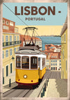 Affiche Tramway jaune rues pittoresques Lisbonne