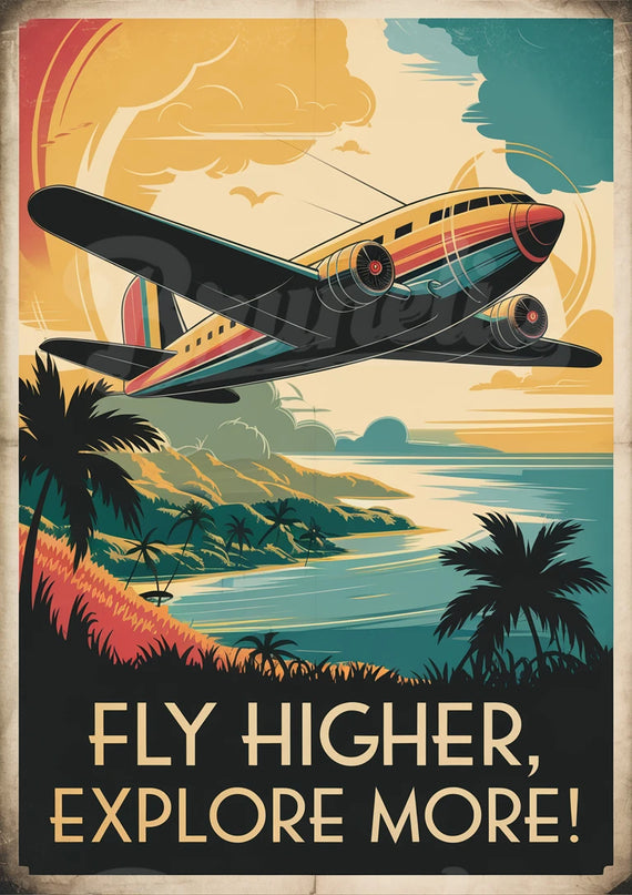 affiche avion style rétro pour intérieur