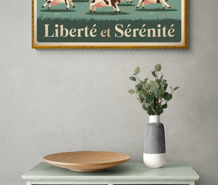 Affiche vintage vaches en liberté