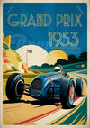 Affiche Grand Prix 1953 voiture de course