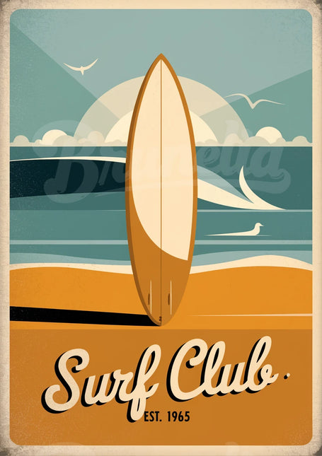 Affiche vintage club de surf rétro