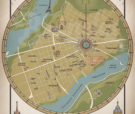 affiche plan de paris vintage