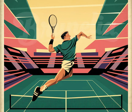 Affiche vintage joueur de tennis