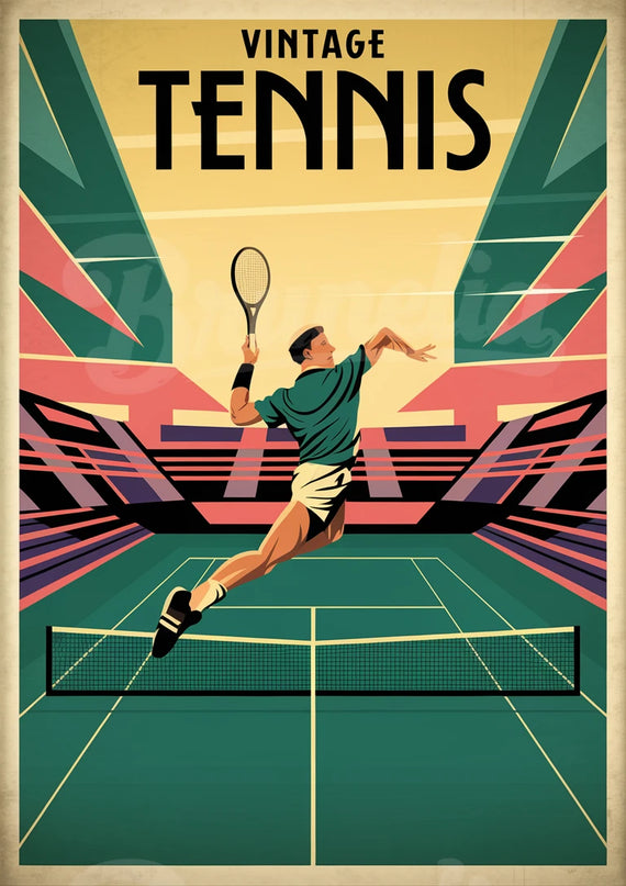 Affiche vintage joueur de tennis