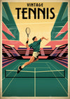Affiche joueur de tennis en action années 1930