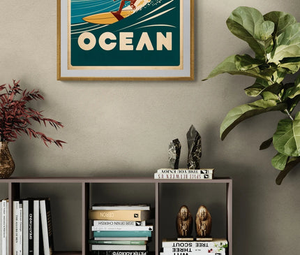 Affiche vintage compétition de surf copie