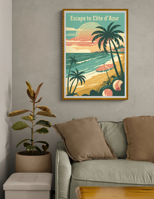 Affiche grande plage vintage