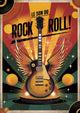 Affiche guitare électrique ailée style rétro rock années 50