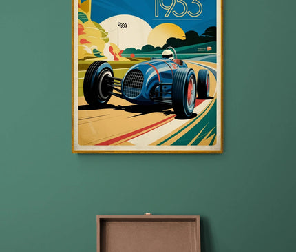 affiche vintage course automobile
