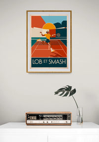 Affiche joueur de tennis Lob et Smash style Art Déco