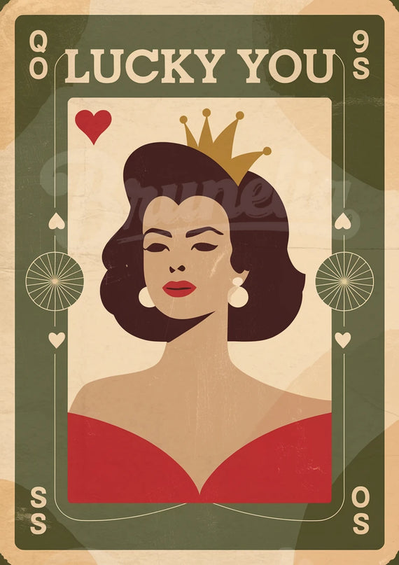 Affiche vintage cartes à jouer rétro