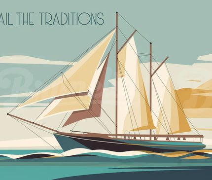 Affiche bateaux traditionnels rétro 1