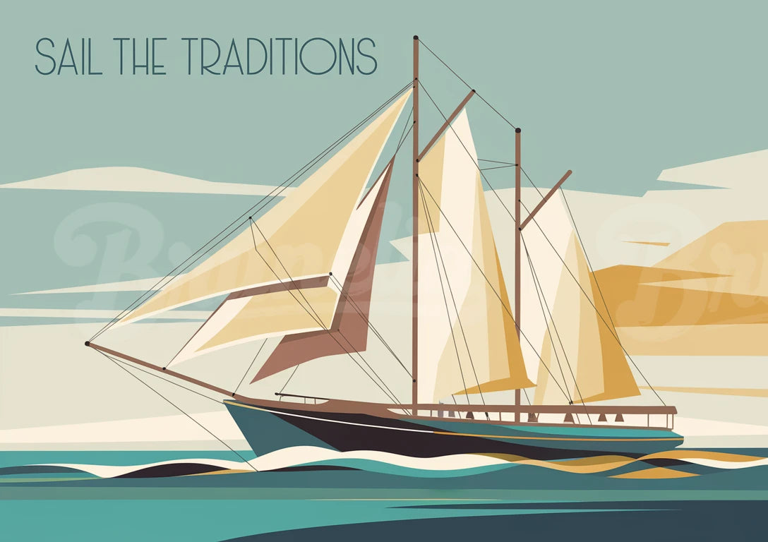 Affiche bateaux traditionnels rétro 1