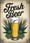 Affiche Bière Fraîche Houblon Épis Vintage