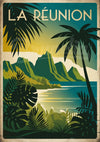 Affiche Destination La Réunion Tropicale Lagon et Montagnes