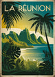 Affiche Destination La Réunion Tropicale Lagon et Montagnes