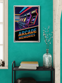 Affiche jeux d'arcade rétro néon années 80