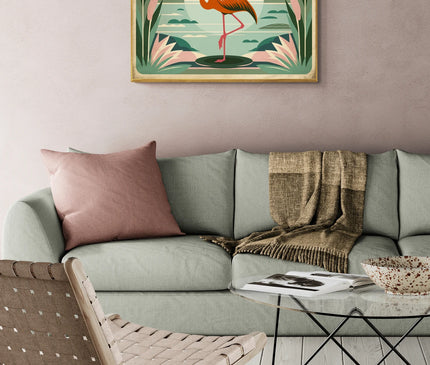 Affiche flamant rose rétro