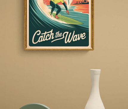 Affiche vintage mer et surf