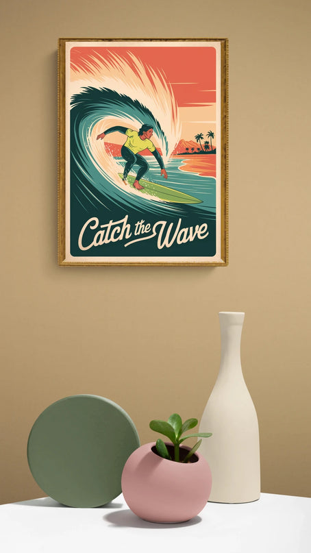 Affiche vintage mer et surf