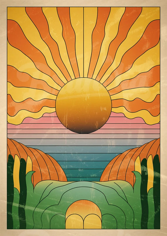 Affiche vintage soleil rétro