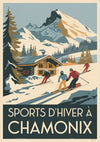 Affiche Chamonix sports d'hiver années 1930
