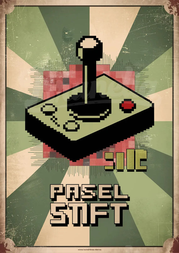 Affiche vintage joystick rétro
