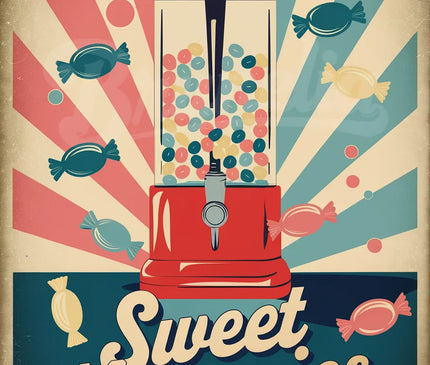 Affiche distributeur bonbons vintage
