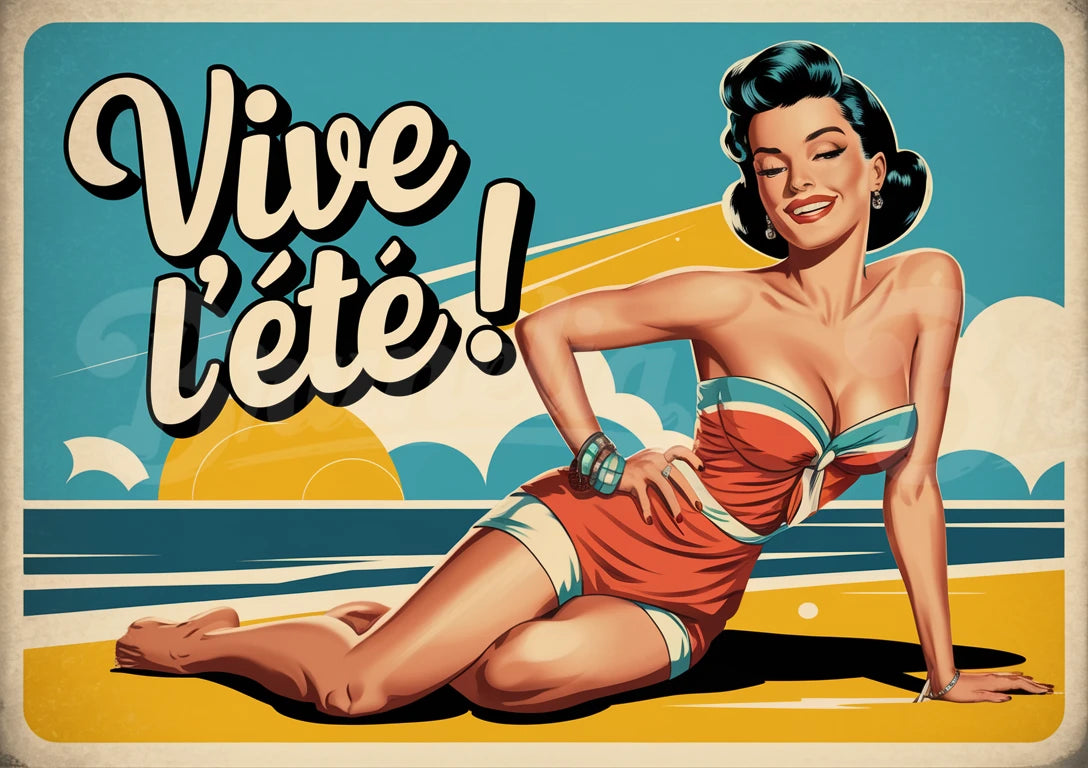 Affiche pin-up en maillot vintage