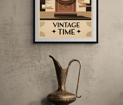 Affiche horloge sur pied rétro