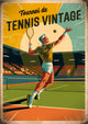 Affiche Tournoi de Tennis Vintage Joueur Service