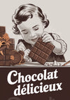 Affiche chocolat délicieux enfant vintage années 1930